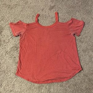 Distressed cold shoulder orange light-weight XL